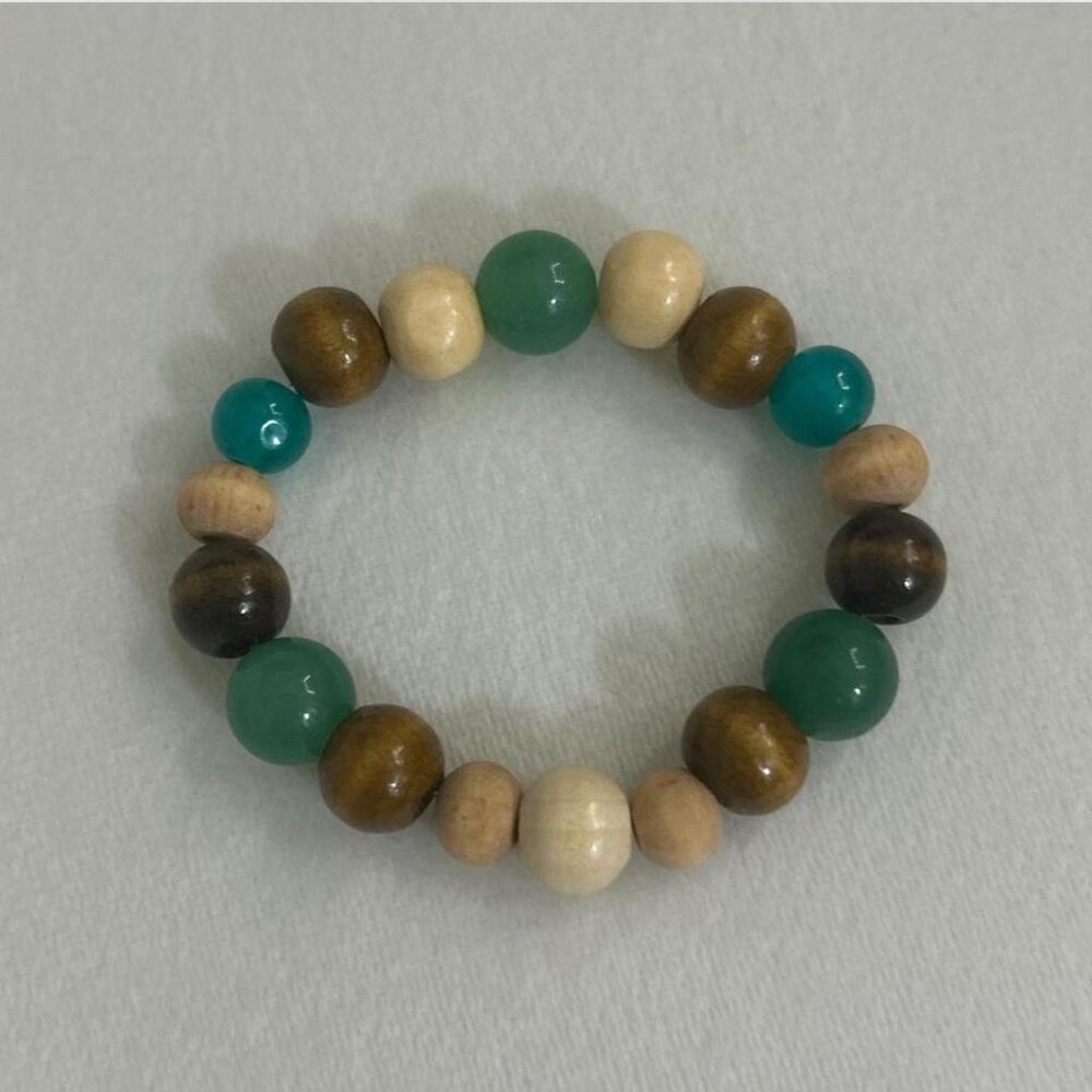 Green and Brown Beaded Bracelet #jewellery